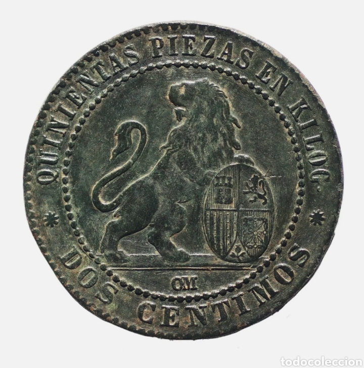 Monedas de Espa&ntilde;a: 2 CENTIMOS GOBIERNO PROVISIONAL 1870 - Foto 2