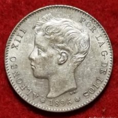 Monedas de España: MONEDA DE PLATA ALFONSO XIII 1 PESETA 1896 EBC+ SIN CIRCULAR ESTRELLAS VISIBLES 18 96 ORIGINAL M1296