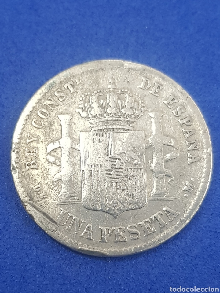Monedas de Espa&ntilde;a: Una peseta , Alfonso XII 1876 - Foto 2