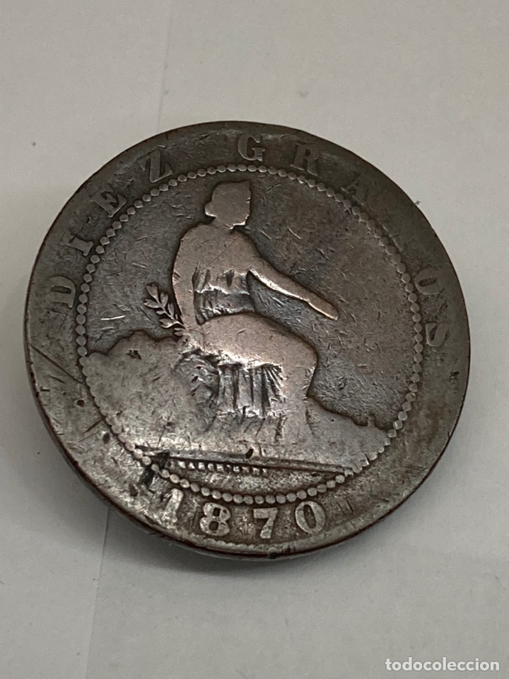 Monedas de Espa&ntilde;a: Moneda diez c&eacute;ntimos 1870 - Foto 2