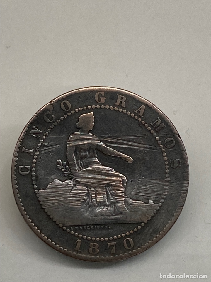 Monedas de Espa&ntilde;a: Moneda cinco c&eacute;ntimos 1870 - Foto 2