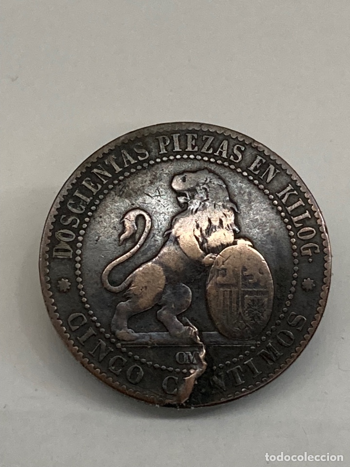 Monedas de Espa&ntilde;a: Moneda cinco c&eacute;ntimos 1870 - Foto 1