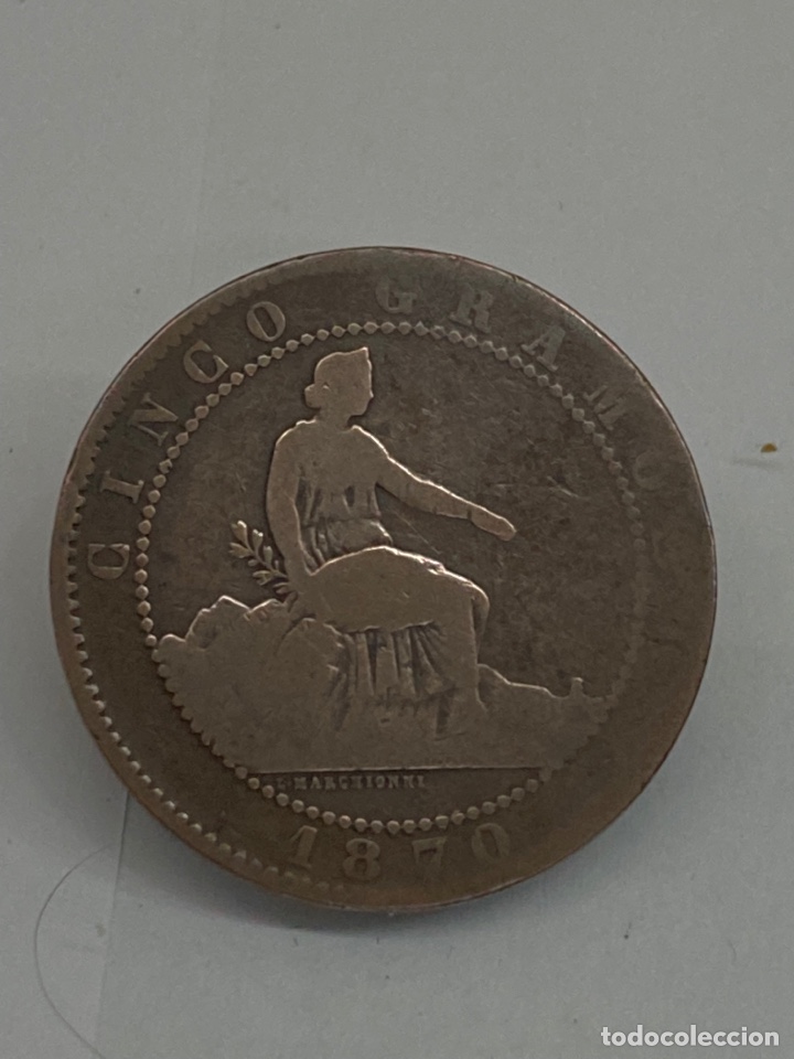 Monedas de Espa&ntilde;a: Moneda cinco c&eacute;ntimos 1870 - Foto 1