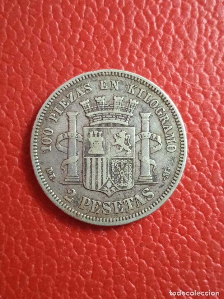 Monedas de Espa&ntilde;a: MONEDA PLATA 2 PTA ESPA&Ntilde;A A&Ntilde;O 1870. - Foto 2