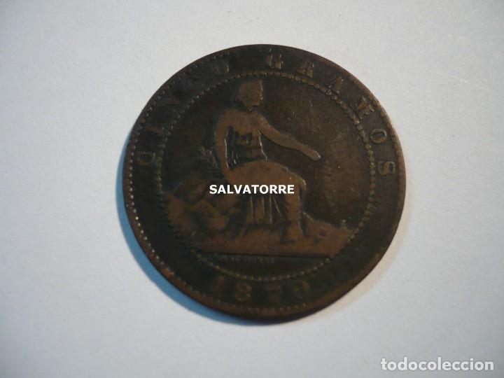 Monedas de Espa&ntilde;a: GOBIERNO PROVISIONAL. 1870. CINCO CENTIMOS. CINCO GRAMOS.OM - Foto 3