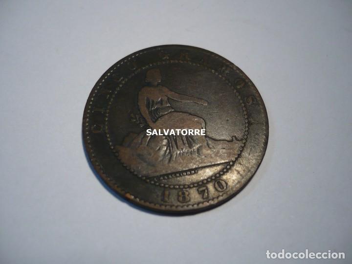 Monedas de Espa&ntilde;a: GOBIERNO PROVISIONAL. 1870. CINCO CENTIMOS. CINCO GRAMOS.OM - Foto 4