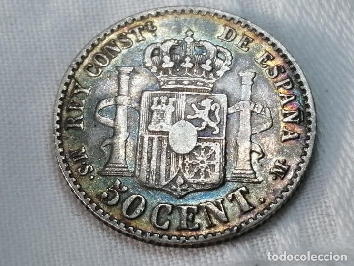 Monedas de Espa&ntilde;a: ALFONSO XII. 50 c&eacute;ntimos. 1881. MSM. MBC - Foto 2