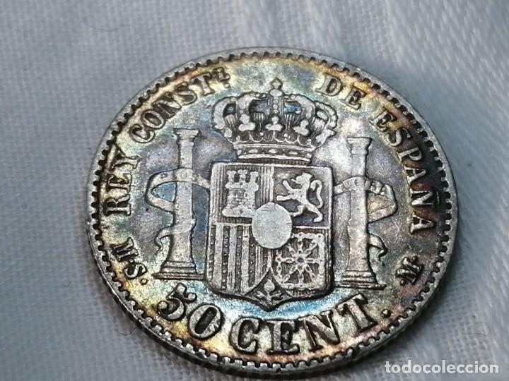 Monedas de Espa&ntilde;a: ALFONSO XII. 50 c&eacute;ntimos. 1881. MSM. MBC - Foto 4