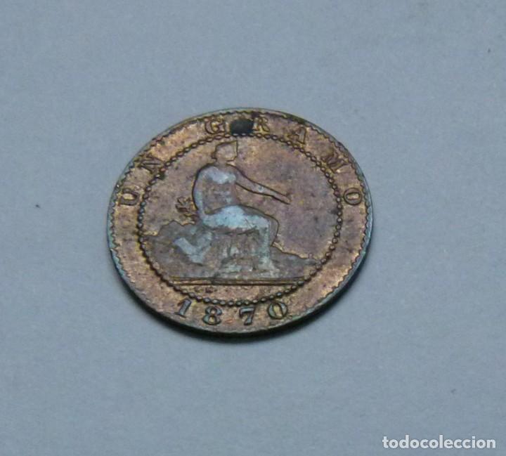Monedas de Espa&ntilde;a: MONEDA DE COBRE DE 1 CENTIMO DEL GOBIERNO PROVISIONAL A&Ntilde;O 1870 SIN CIRCULAR - Foto 1