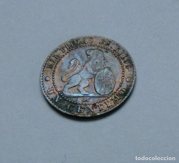 Monedas de Espa&ntilde;a: MONEDA DE COBRE DE 1 CENTIMO DEL GOBIERNO PROVISIONAL A&Ntilde;O 1870 SIN CIRCULAR - Foto 2
