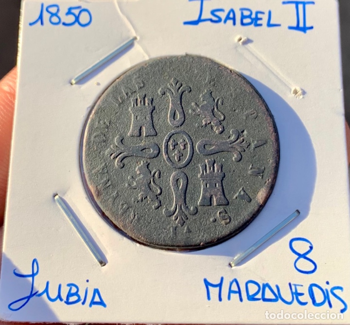 Monedas de Espa&ntilde;a: Moneda ISABEL II 8 Maravedis 1850 Jubia - Foto 2