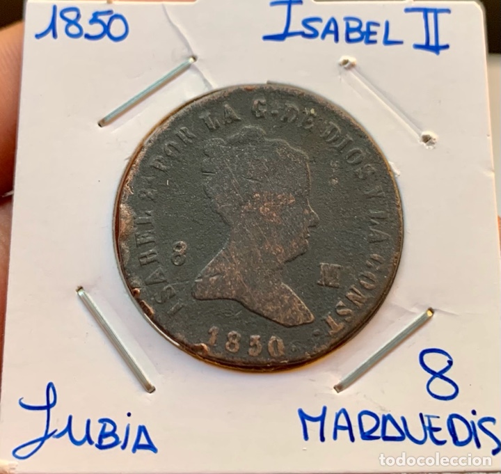 Monedas de Espa&ntilde;a: Moneda ISABEL II 8 Maravedis 1850 Jubia - Foto 3