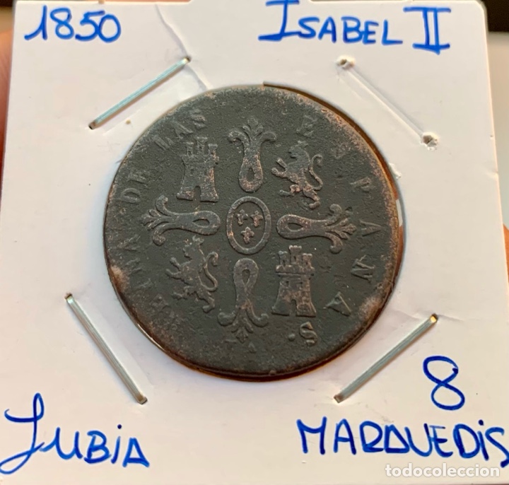 Monedas de Espa&ntilde;a: Moneda ISABEL II 8 Maravedis 1850 Jubia - Foto 4