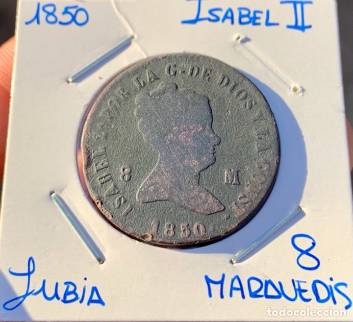 Monedas de Espa&ntilde;a: Moneda ISABEL II 8 Maravedis 1850 Jubia - Foto 1