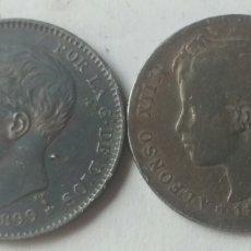 Monedas de España: LOTE DE DOS MONEDAS DE ALFONSO XIII DE UNA PESETA AÑO 1899 METAL PLATA. Lote 337118738