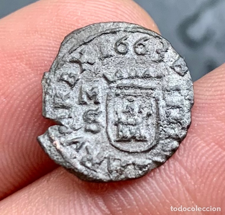 Monedas de Espa&ntilde;a: Moneda FELIPE IV 4 Maravedis 1663 Madrid - Foto 2