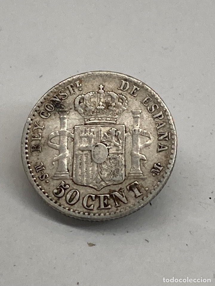 Monedas de Espa&ntilde;a: Moneda de plata 50 c&eacute;ntimos 1880 - Foto 2