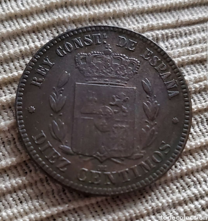 Monedas de Espa&ntilde;a: 1877 Alfonso Xll 10 centimos EXCELENTE - Foto 2
