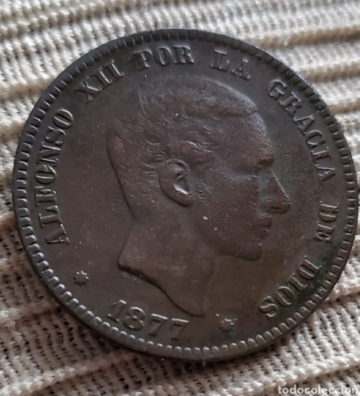 Monedas de Espa&ntilde;a: 1877 Alfonso Xll 10 centimos EXCELENTE - Foto 1