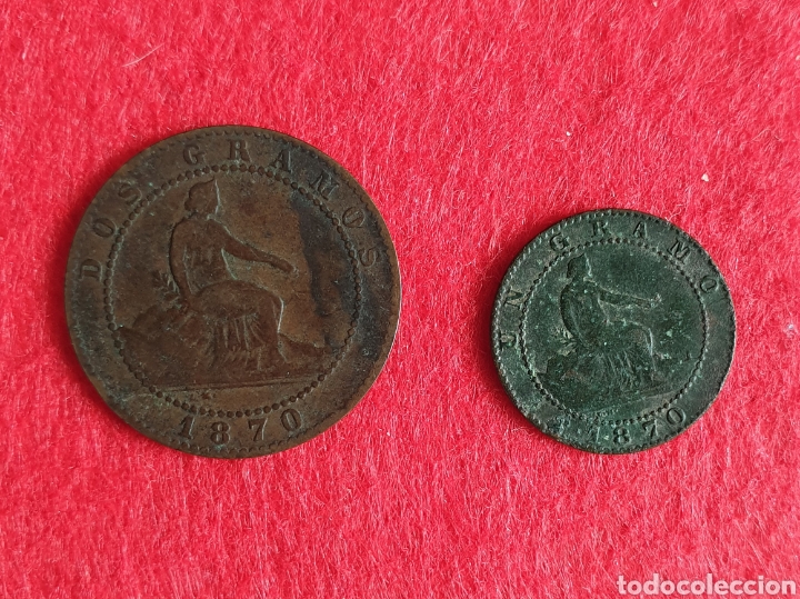 Monedas de Espa&ntilde;a: Lote de 1 y 2 centimos Gobierno Provisional - Foto 2