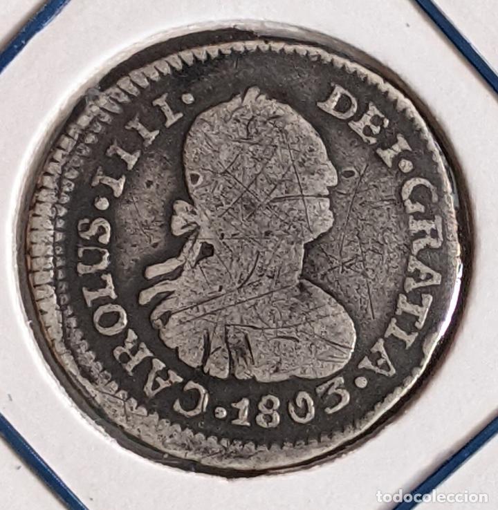 Monedas de Espa&ntilde;a: Moneda de 1/2 real de Carlos IV, 1803 Lima - Foto 1