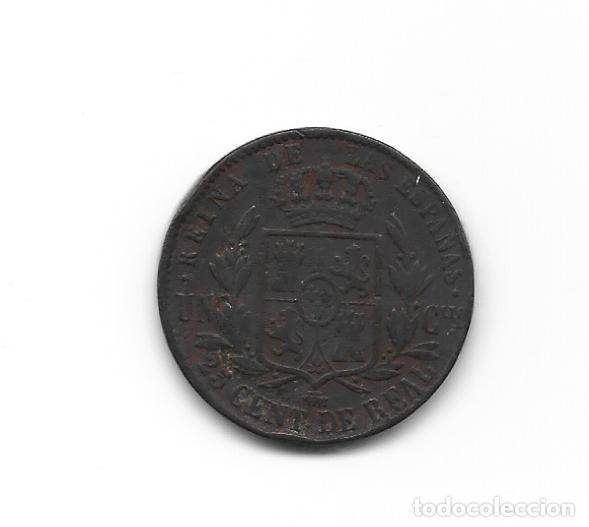Monedas de Espa&ntilde;a: ISABEL II- 25 CENTIMOS DE REAL- 1864- SEGOVIA - Foto 2
