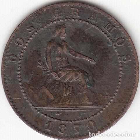 Monedas de Espa&ntilde;a: I REPUBLICA: 2 CENTIMOS 1870 - alb - Foto 2