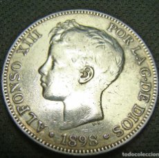 Monedas de España: MONEDA 5 PESETAS DE PLATA 1898 ESTRELLAS 18-98 S.G V. ALFONSO XIII. Lote 312306083