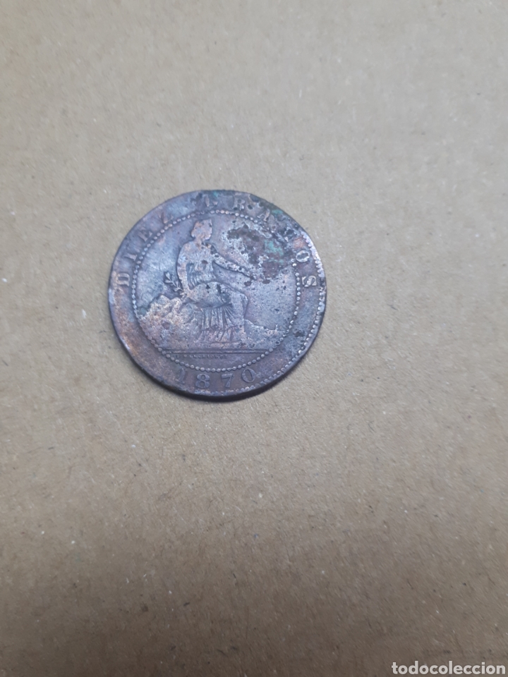 Monedas de Espa&ntilde;a: Moneda 10 c&eacute;ntimos a&ntilde;o 1870 - Foto 1