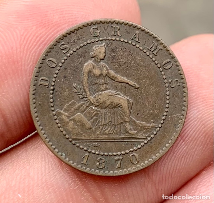 Monedas de Espa&ntilde;a: Moneda 2 Centimos 1870 Gobierno Provisional - Foto 3