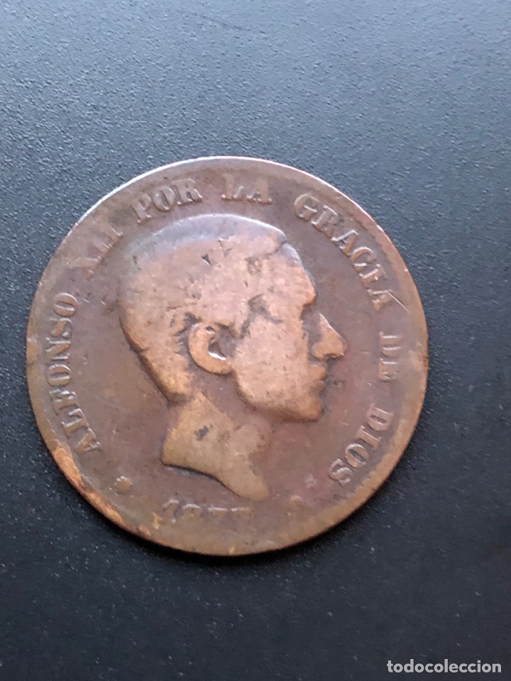 Monedas de Espa&ntilde;a: Moneda Espa&ntilde;a 10 c&eacute;ntimos 1877 Alfonso 12. - Foto 1