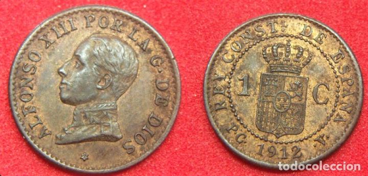 Monedas de Espa&ntilde;a: Moneda de Alfonso XIII 1 c&eacute;ntimo PCV 1912 *2 - SC - Foto 1
