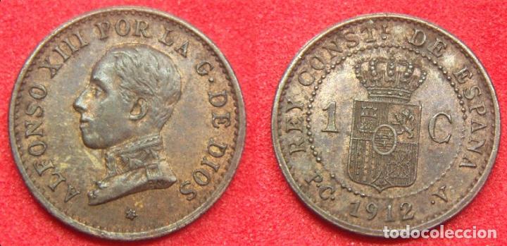 Monedas de Espa&ntilde;a: Moneda de Alfonso XIII 1 c&eacute;ntimo PCV 1912 *2 - SC - Foto 1