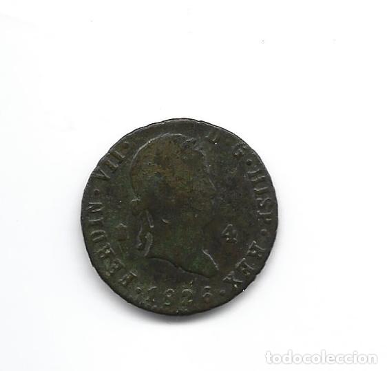 Monedas de Espa&ntilde;a: FERNANDO VII- 4 MARAVEDIS- 1826- SEGOVIA - Foto 1
