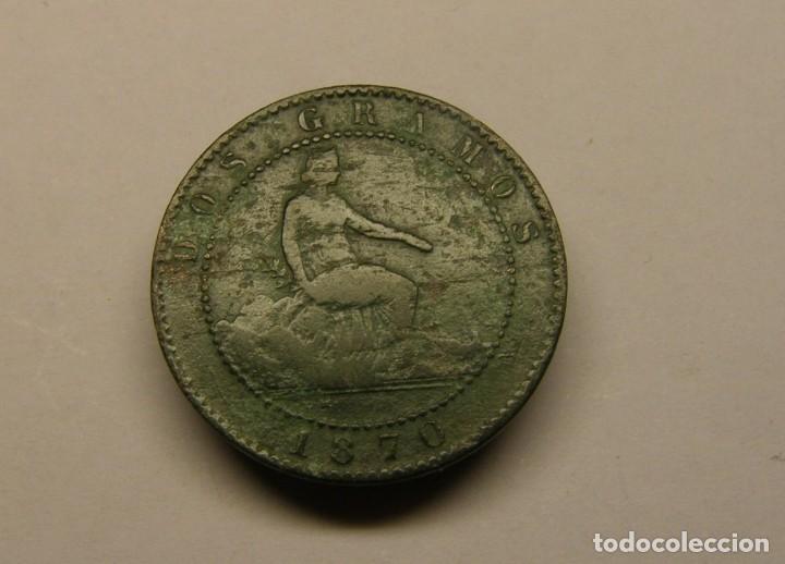 Monedas de Espa&ntilde;a: Moneda 2 c&eacute;ntimos, Gobierno provisional, a&ntilde;o 1870. - Foto 2