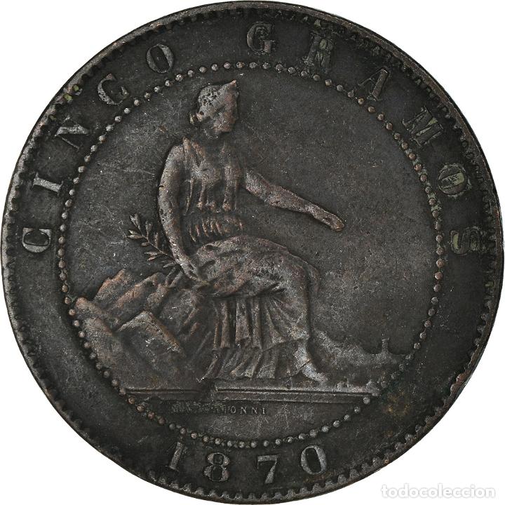 Monedas de Espa&ntilde;a: [#931348] Moneda, Espa&ntilde;a, 5 Centimos, 1870 - Foto 1