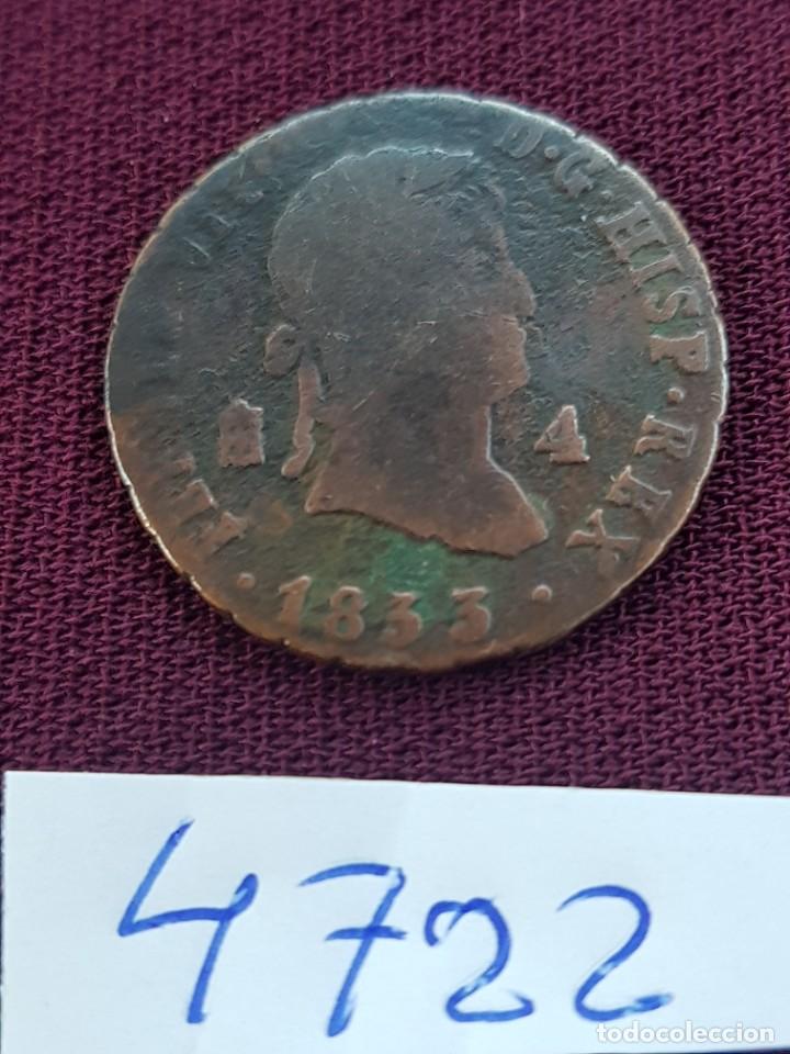 Monedas de Espa&ntilde;a: Fernando VII, 4 maravedis 1833 Segovia - Foto 1