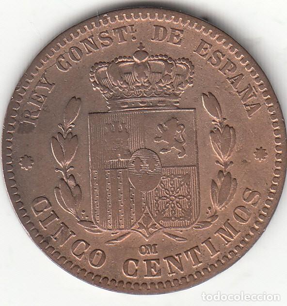 Monedas de Espa&ntilde;a: ALFONSO XII: 5 CENTIMOS 1877 - 2 - Foto 2