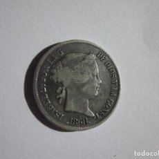 Monedas de España: 20 CENTAVOS DE PESO. ISABEL II. 1868. FILIPINAS. PLATA. VALOR BORRADO. Lote 318658488