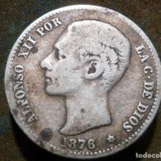 Monedas de España: 1 PESETA EN PLATA DE ALFONSO XII DE 1876-MUY BUEN ESTADO