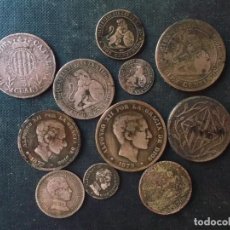 Monedas de España: CONJUNTO DE 11 MONEDAS DE ISABEL II A ALFONSO XII Y XIII 1800 A 1870 ESPAÑA. Lote 320243568