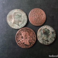 Monedas de España: CONJUNTO DE 4 PIEZAS DE 1800 FERNANDO VII 8 MARAVEDIS A ISABEL III QUARTOS. Lote 323005698