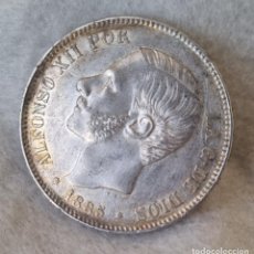 Monedas de España: ALFONSO XII 5 PESETAS 1885 * 87* MSM BONITA PATINA DURO DE PLATA RESTOS BRILLO ORIGINAL