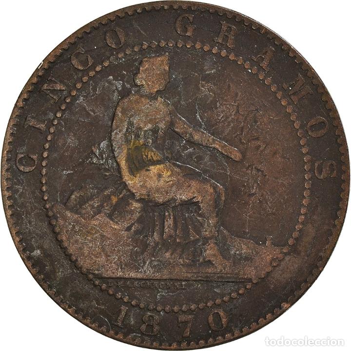 Monedas de Espa&ntilde;a: [#920404] Moneda, Espa&ntilde;a, 5 Centimos, 1870 - Foto 1