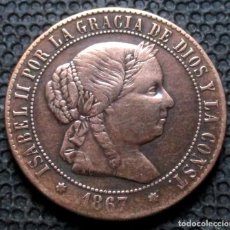 Monnaies d'Espagne: 2 1/2 CÉNTIMOS DE ESCUDO 1867 SEVILLA - ISABEL II. Lote 326725733
