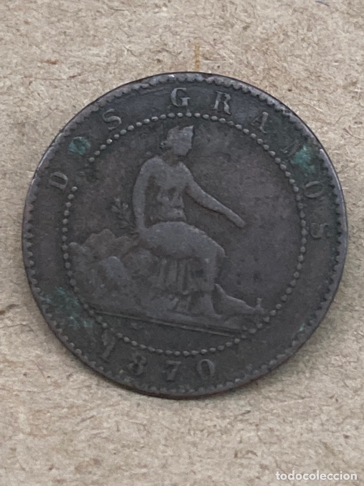 Monedas de Espa&ntilde;a: Moneda dos c&eacute;ntimos 1870 - Foto 2