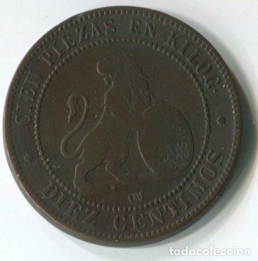 Monedas de Espa&ntilde;a: Espa&ntilde;a. 10 c&eacute;ntimos 1870, Rep&uacute;blica, cobre - Foto 1