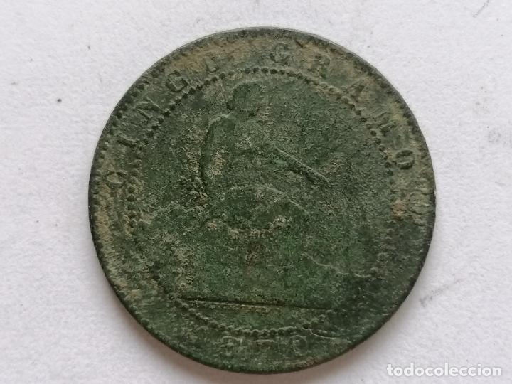 Monedas de Espa&ntilde;a: MONEDA CINCO CENTIMOS, GOBIERNO PROVISIONAL 1870, COBRE - Foto 1