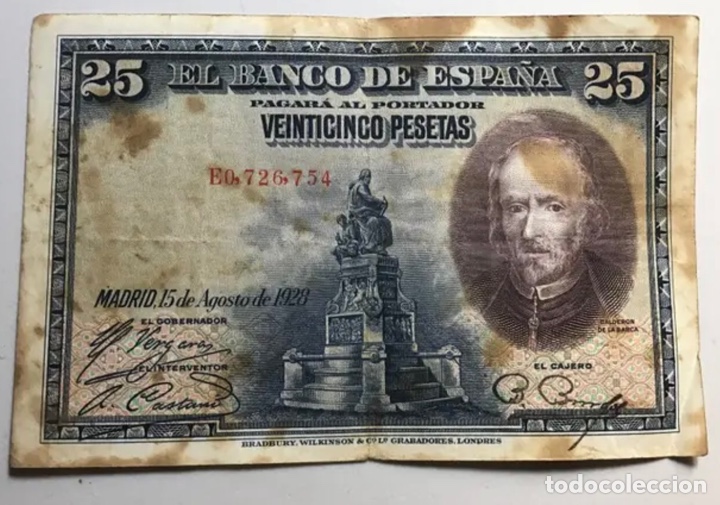 Monedas de Espa&ntilde;a: BILLETE 25 pesetas. A&Ntilde;O 1928 - Foto 1