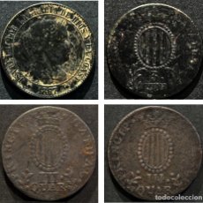 Monedas de España: LOTE 4 MONEDAS ISABEL II BARCELONA III QUARTOS 1812 1813 1838 Y 2 ½ CÉNTIMOS ESCUDO 18867